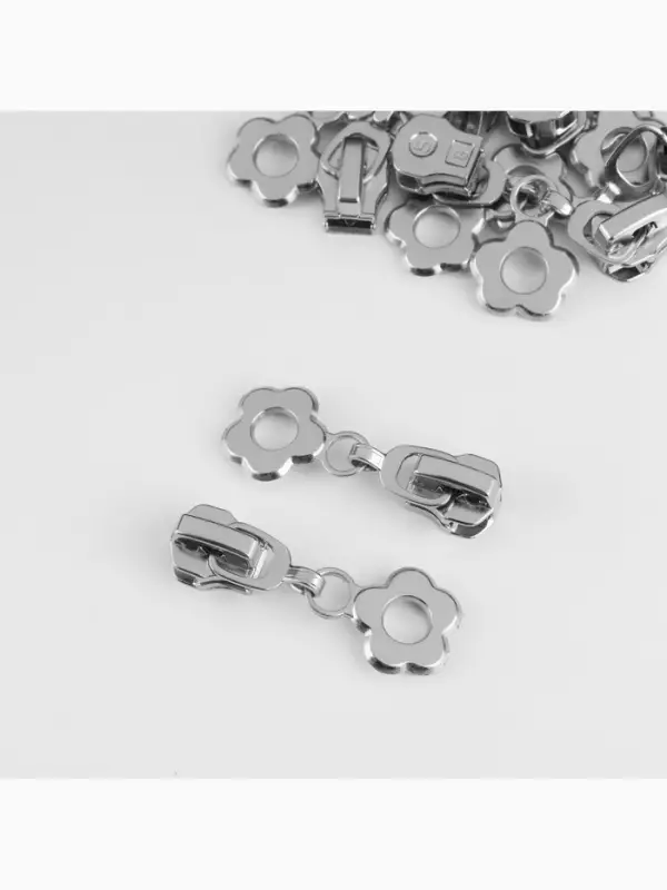 Бегунок для металлической молнии, №5, &laquo;Цветок&raquo;, 10 шт., цвет никель