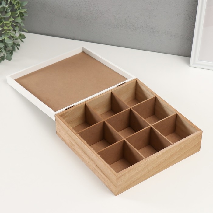 Шкатулка дерево с делениями  Шкатулка дерево с делениями "Коллекция чашек" 23,3х23,3х8 см