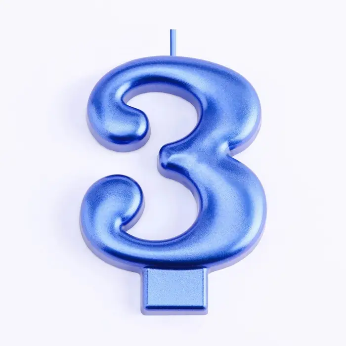 Свеча для торта «Европейская ГИГАНТ», цифра 3, 7 см, синий металлик Свеча для торта «Европейская ГИГАНТ», цифра 3, 7 см, синий металлик