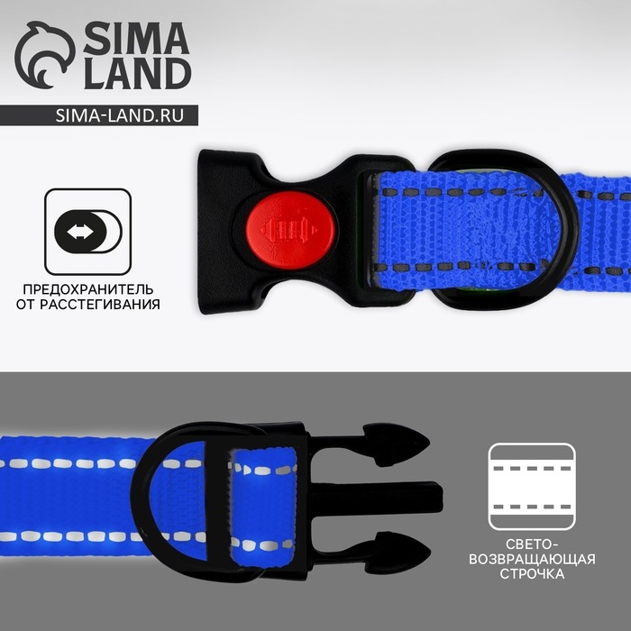 Ошейник с подкладом из нейлона с фастексом 2 см, ОШ 27-40 см, синий Ошейник с подкладом из нейлона с фастексом 2 см, ОШ 27-40 см, синий