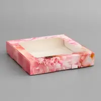 Коробка подарочная сборная с окном, упаковка, «Цветоки», 16×16×3 см