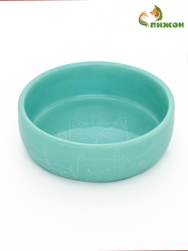Миска керамическая  Миска керамическая "Meow" 300 мл, 13,4 x 4 cм, бирюзовая