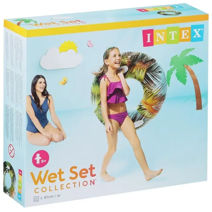 Круг для плавания &laquo;Узоры&raquo;, надувной, d=97 см, от 9 лет, с ручками, МИКС, 58263NP INTEX