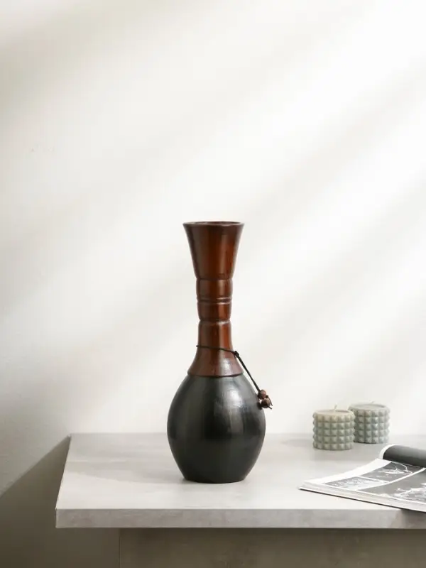 Ваза для цветов этническая Керамика ручной работы «Лунжил», h=40 см, 1 сорт, Иран, коричневая Ваза для цветов этническая Керамика ручной работы «Лунжил», h=40 см, 1 сорт, Иран, коричневая