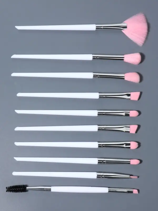 Набор кистей для макияжа COLOR POWER pink, 10 шт., в чехле, белый