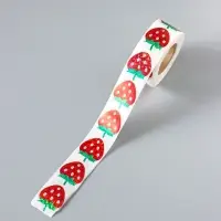 Наклейка бумага, ПВХ &laquo;Клубнички&raquo;, d=2.5 см, 500 шт. в рулоне, голография, 5&times;5&times;2.2 см