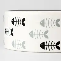 Миска &laquo;Рыбные косточки&raquo;, 300 мл, 12.5&times;4.5 см, керамика, серая, белая