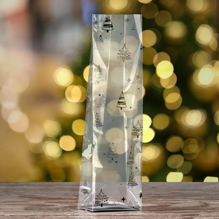 Пакет подарочный новогодний с жёстким дном 6×8×30 см Пакет подарочный новогодний с жёстким дном 6×8×30 см