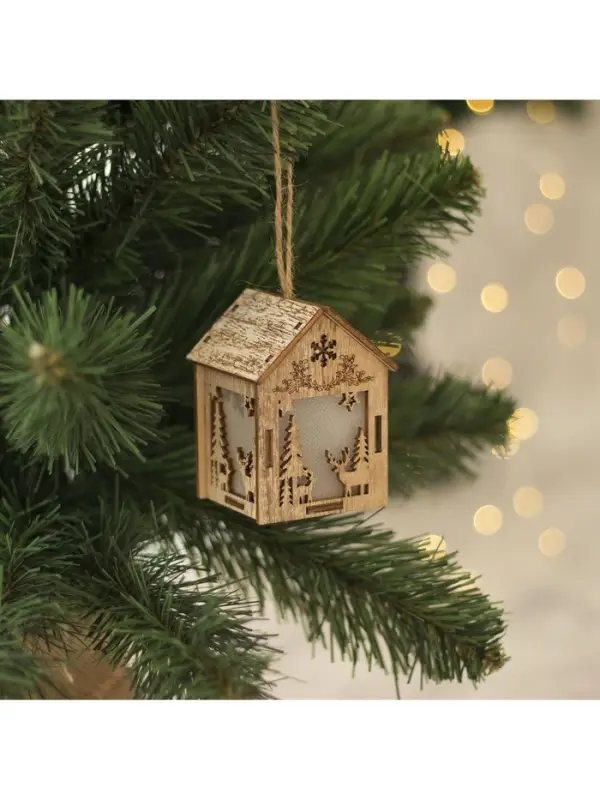 Ёлочная игрушка &laquo;Домик с оленем&raquo;, 8&times;5&times;6 см, 1 LED, от батареек, свечение тёплое белое