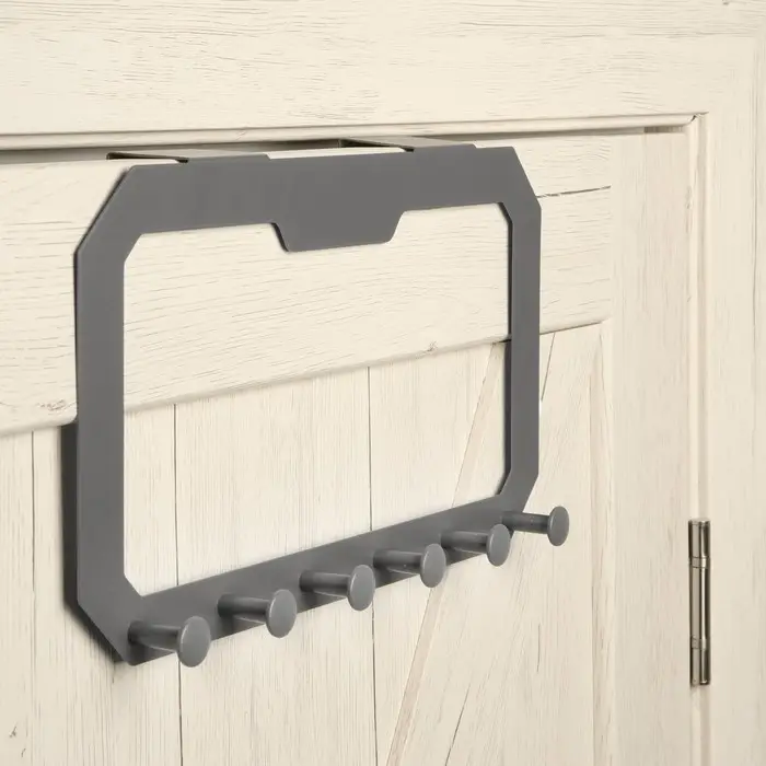 Вешалка ТУНДРА TVS001, металлическая, шестирожковая, накидная, цвет серый