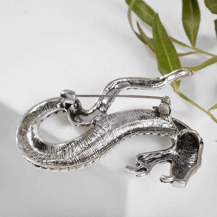 Брошь «Змея» кобра, цвет белый в чернёном серебре Брошь «Змея» кобра, цвет белый в чернёном серебре