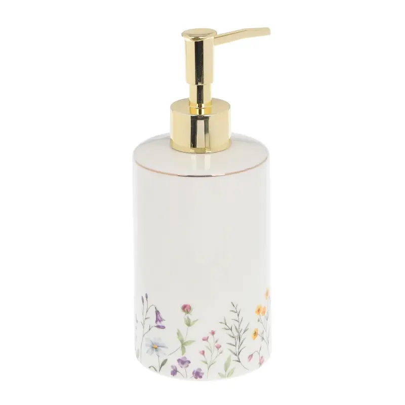 Диспенсер для жидкого мыла тм VETTA Вирджиния, 320мл, керамогранит, белый, 7x7x12 см/18см