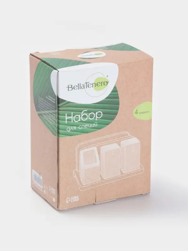 Набор для специй BellaTenero &laquo;Больцано&raquo;, 4 предмета, на подставке, керамика, белый