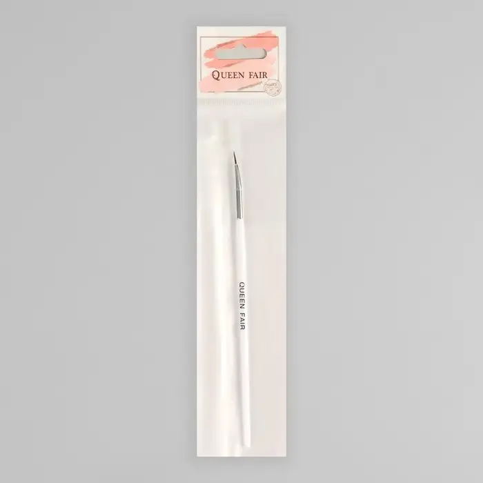 Кисть для дизайна ногтей, изогнутая, точечная, 17.5 см, d=2×7 мм, белая