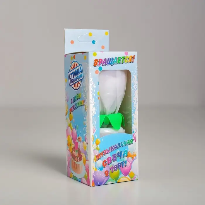 Свеча для торта музыкальная &laquo;Тюльпан&raquo;, крутящаяся, белая, 14.5&times;6 см