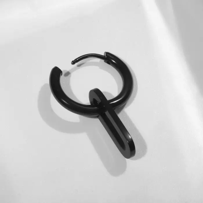 Пирсинг в ухо «Кольцо» со скрепкой, d=15 мм, чёрный Пирсинг в ухо «Кольцо» со скрепкой, d=15 мм, чёрный