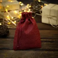 Мешочек подарочный из холщи, красный, 13×18 см