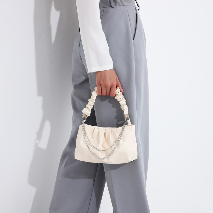 Сумка-багет на молнии, цвет молочный Сумка-багет на молнии, цвет молочный