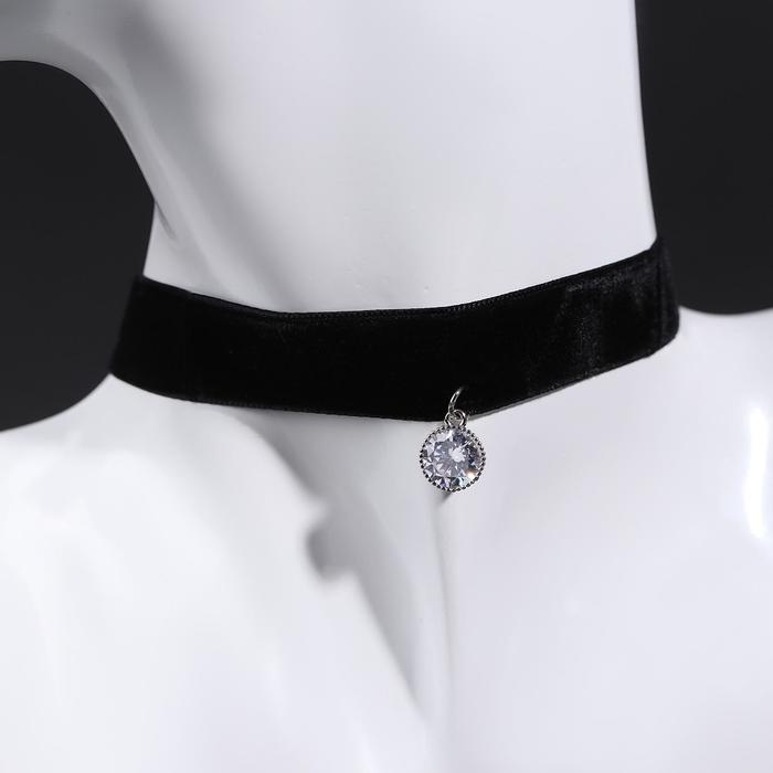 Чокер «Стразинка» кружок, цвет белый в серебре, 33 см Чокер «Стразинка» кружок, цвет белый в серебре, 33 см