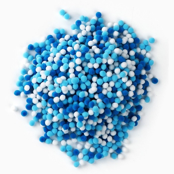 Набор текстильных деталей для декора. Помпоны для творчества &laquo;Голубые Микс&raquo;, 55 гр