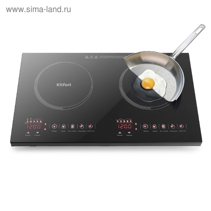 Плитка индукционная Kitfort КТ-105, 2000/2000 Вт, 2 конфорки, 7 программ, сенсор, чёрная Плитка индукционная Kitfort КТ-105, 2000/2000 Вт, 2 конфорки, 7 программ, сенсор, чёрная