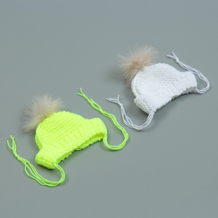 Шапка вязаная для собак, с помпоном, M-L (объем головы 28 см, высота 9 см), микс Шапка вязаная для собак, с помпоном, M-L (объем головы 28 см, высота 9 см), микс