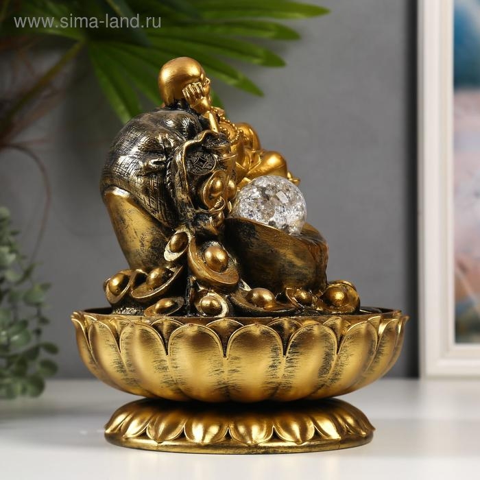 Фонтан настольный от сети, подсветка Фонтан настольный от сети, подсветка "Золотой хотей и слитки золота" 31х24х24 см