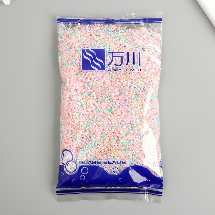 Бисер стекло  9/0  Бисер стекло  9/0 "Цилиндры. Меланж. Маршмеллоу" перламтр 450 гр