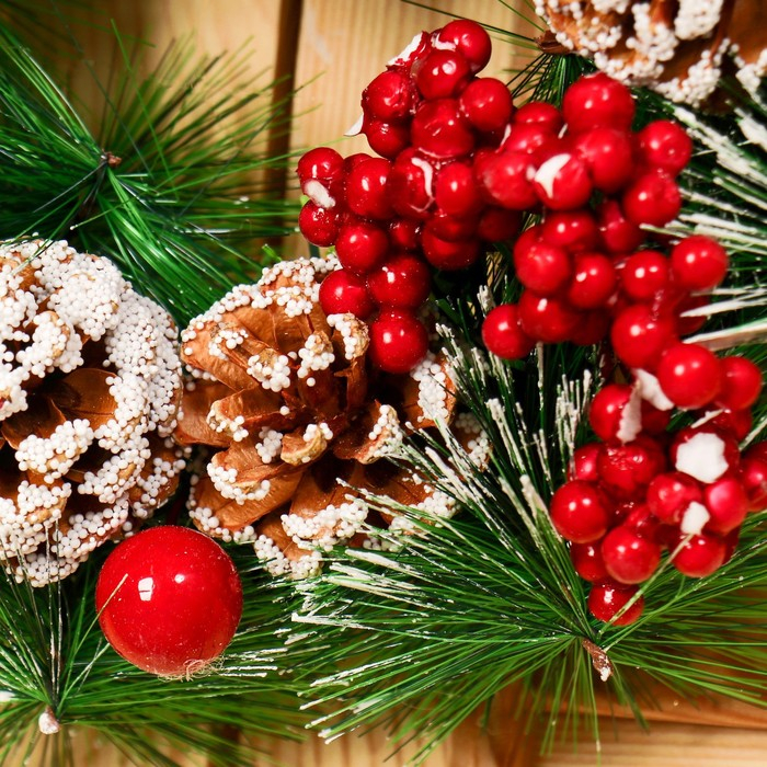 Венок новогодний d-25 см  Венок новогодний d-25 см "Снежные шишки и ягодки"