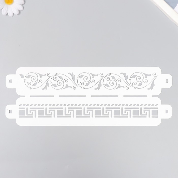 Трафарет бордюрный пластиковый  "Узоры" пластик, 11х32 см