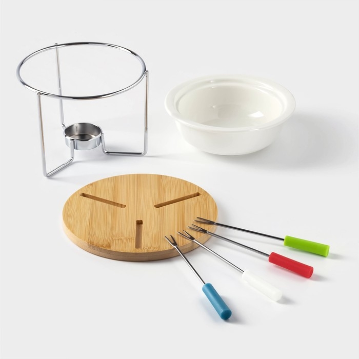 Набор для фондю керамический BellaTenero, 5 предметов: чаша 350 мл, 4 шпажки, цвет белый Набор для фондю керамический BellaTenero, 5 предметов: чаша 350 мл, 4 шпажки, цвет белый