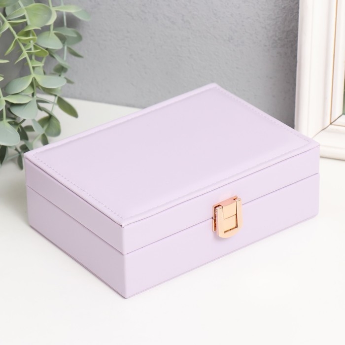 Шкатулка кожзам для украшений  Шкатулка кожзам для украшений "Матовая гладь. Прямоугольная" сиреневая 16х11,5х5,5 см