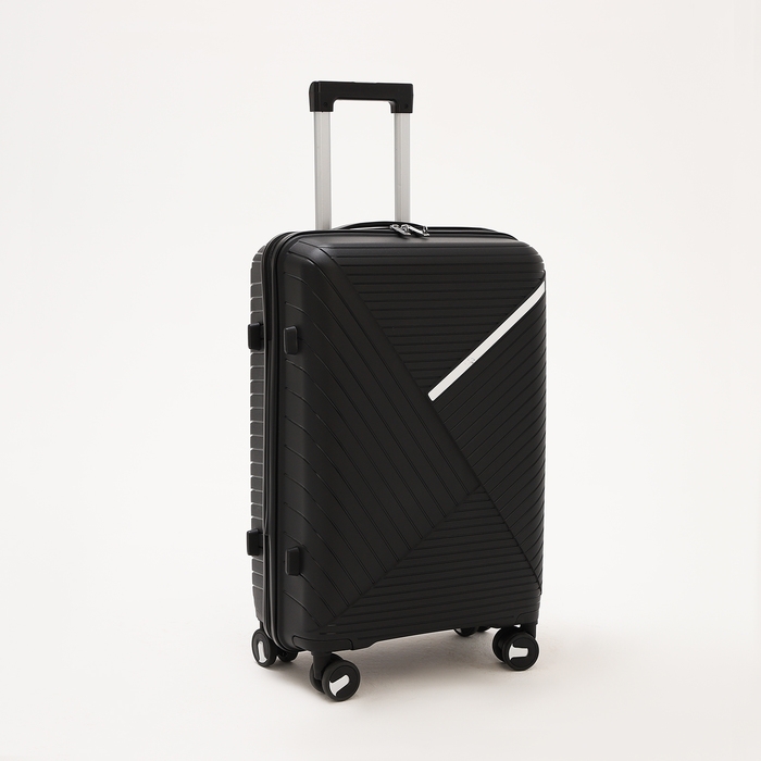 Чемодан средний 69 л (M), отдел на молнии, кодовый замок, 4 колеса, цвет чёрный Чемодан средний 69 л (M), отдел на молнии, кодовый замок, 4 колеса, цвет чёрный