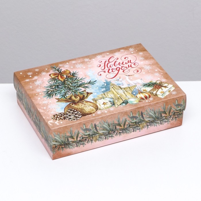 Подарочная коробка сборная Подарочная коробка сборная "Мешочек с елкой", 21 х 15 х 5,7 см