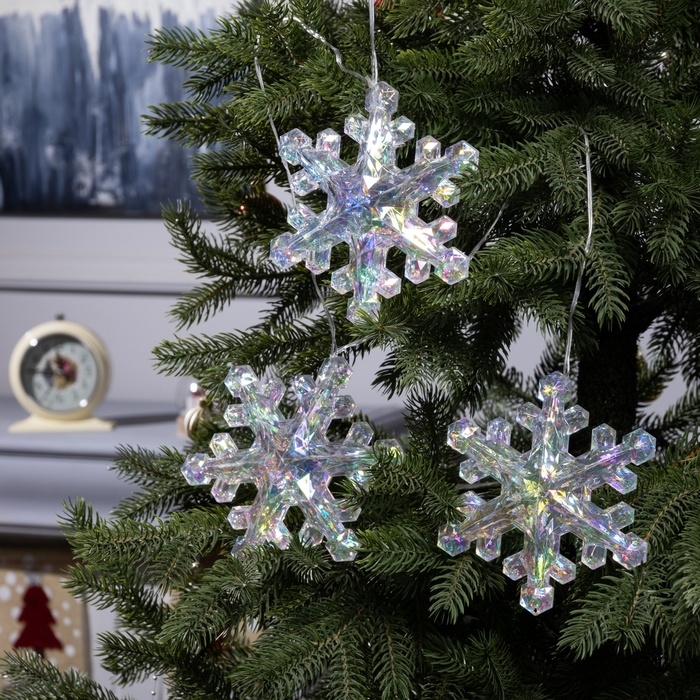 Гирлянда «Нить-грозди» 120 см, нить прозрачная, «Снежинки», 30 LED, 4.5В, батарейки ААх3 (нет в комплекте), свечение тёплое белое Гирлянда «Нить-грозди» 120 см, нить прозрачная, «Снежинки», 30 LED, 4.5В, батарейки ААх3 (нет в комплекте), свечение тёплое белое