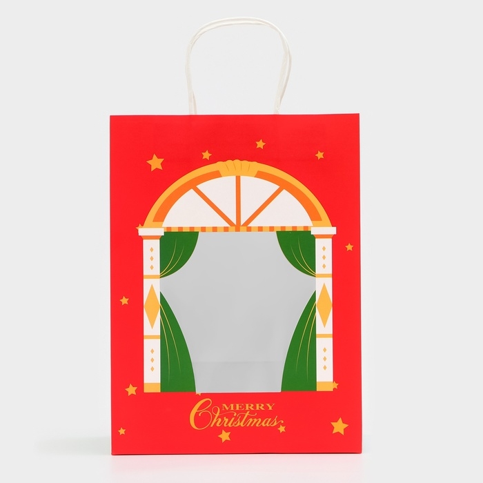 Пакет подарочный новогодний с окном Пакет подарочный новогодний с окном "Театр" 30 х 22 х 14 см.