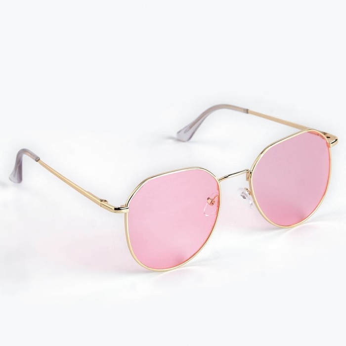 Очки солнцезащитные Очки солнцезащитные "OneSun", дужка 13 см, ширина 13 см, линза 4.5 х 5 см, розовые