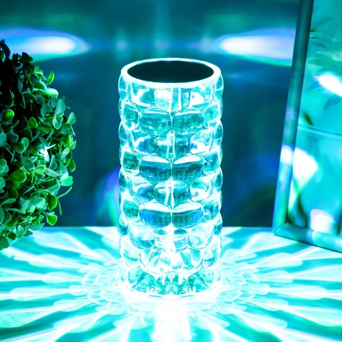 Настольная лампа с ПДУ  Настольная лампа с ПДУ "Призма" LED RGB сенсорная АКБ 8х8х18 см RISALUX