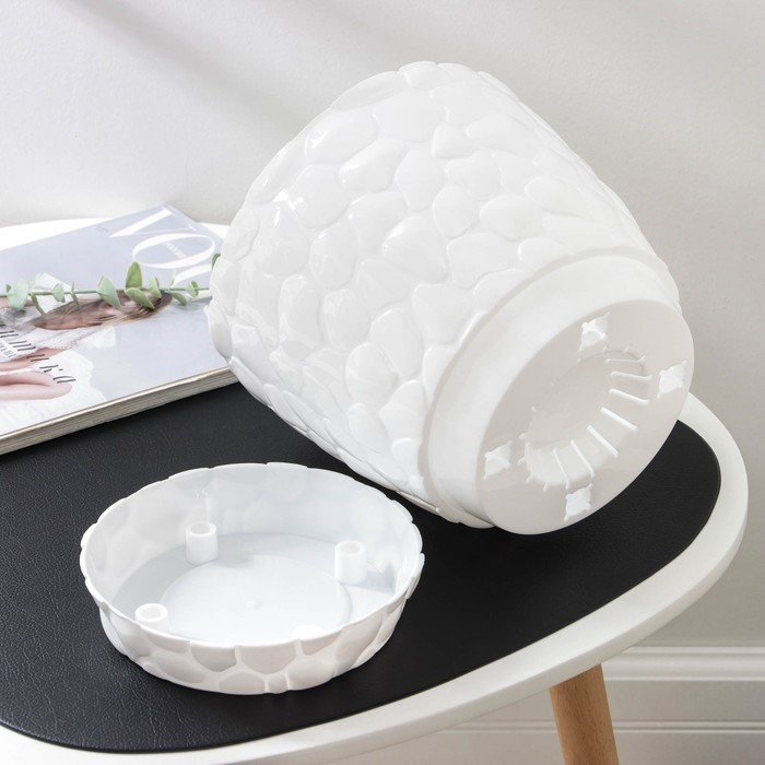 Горшок с поддоном «Камни», 4,8 л, цвет белый Горшок с поддоном «Камни», 4,8 л, цвет белый