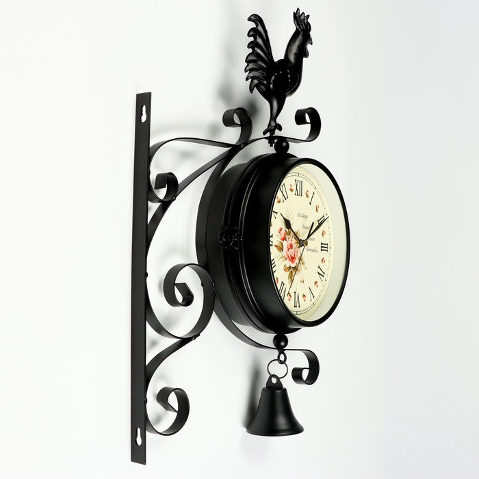 Часы настенные двусторонние, на подвесе  Часы настенные двусторонние, на подвесе "Флюгер", бесшумные, циферблат d-19 см, 48 х 32 см