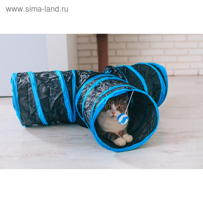 Туннель для кошек шуршащий  Туннель для кошек шуршащий "Тройник", 80 см, диаметр трубы 25 см, микс цветов