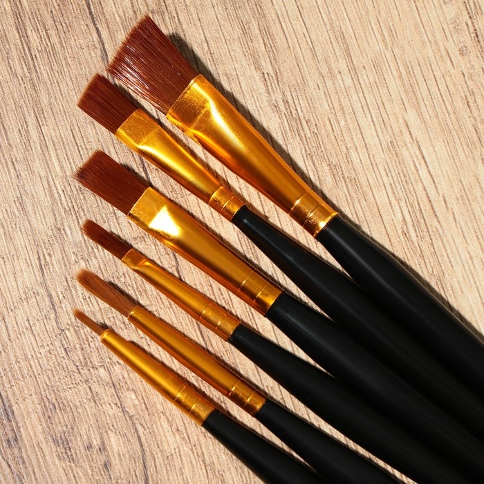 Кисть для рисования набор 6 шт. синтетика плоские «Климт» № 1, 2, 3, 4, 5, 6 Кисть для рисования набор 6 шт. синтетика плоские «Климт» № 1, 2, 3, 4, 5, 6