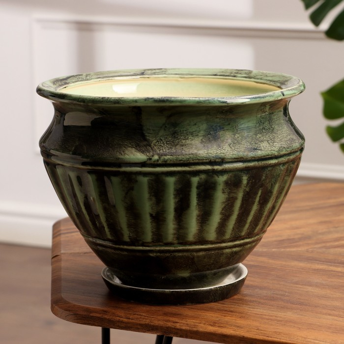 Набор горшков 2 шт. Набор горшков 2 шт. "Волна" зеленый 7,6 л/2,2 л