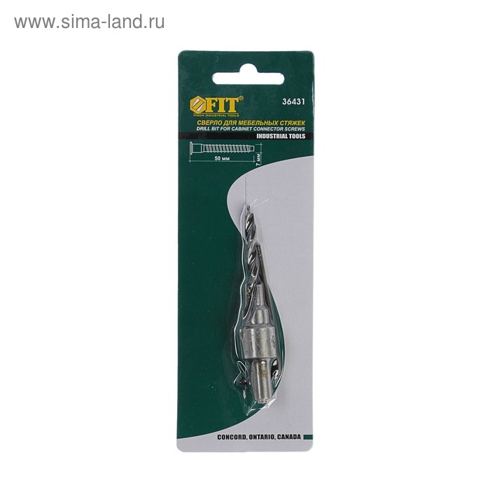 Сверло под конфирмат FIT 36431, для мебельных стяжек, 5 мм/зенкер 9.5 мм, для стяжки 7х50 Сверло под конфирмат FIT 36431, для мебельных стяжек, 5 мм/зенкер 9.5 мм, для стяжки 7х50