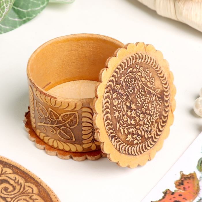 Шкатулка  Шкатулка "Вьюнок", 40 х 25 мм, береста