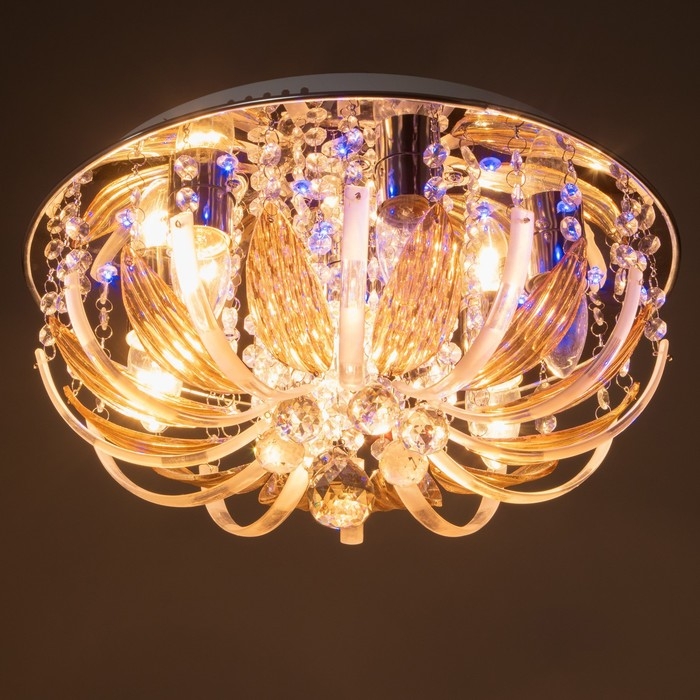 Люстра Люстра "Эмилия" 7х40Вт Е27 с пультом, цвет хром 41х41х19 см