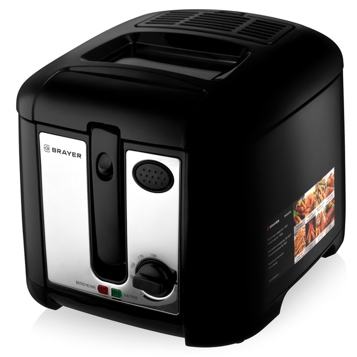 Фритюрница BRAYER 2832BR-BK, 1800 Вт, 2,5 л, 130-190 °C, чёрная Фритюрница BRAYER 2832BR-BK, 1800 Вт, 2,5 л, 130-190 °C, чёрная