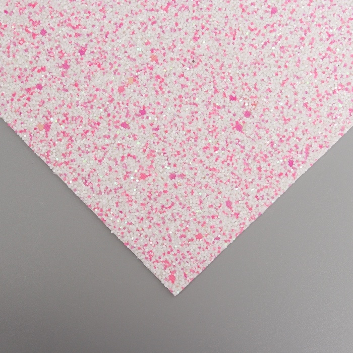 Лист для творчества иск.кожа Лист для творчества иск.кожа "Блёстки" бело-розовый лист 33х20 см толщина 1,6 мм