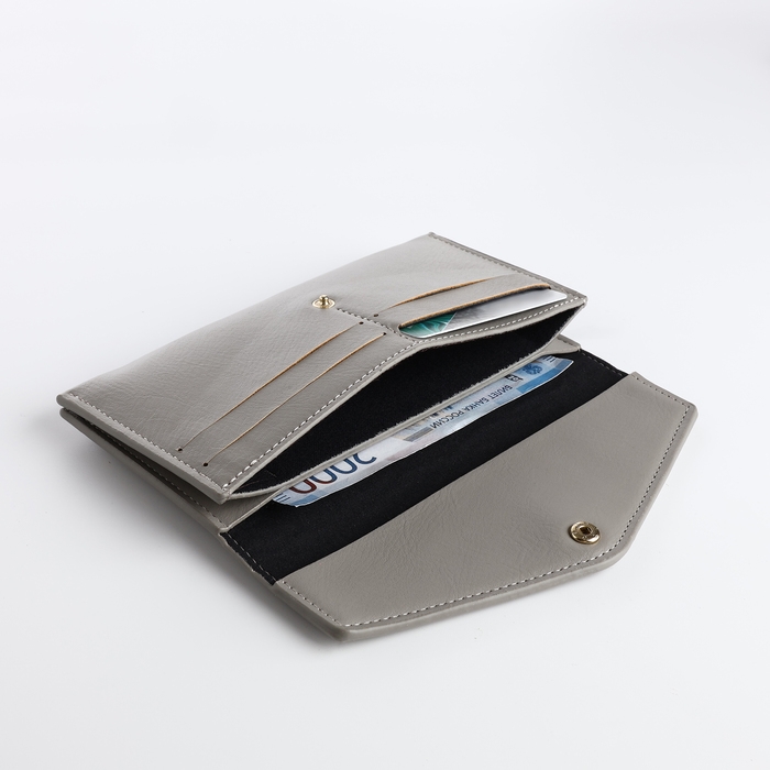 Кошелёк женский на кнопке, цвет серый