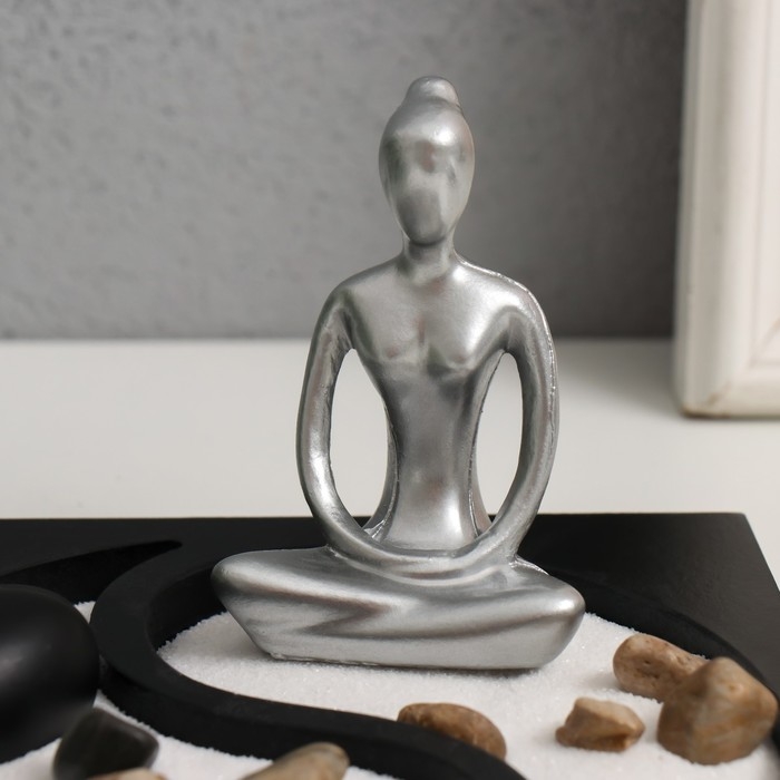 Сад камней Дзен  Сад камней Дзен "Медитация. Инь-ян" песок+аромапалочка 15х15х9,3 см